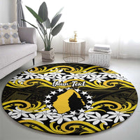 Personalised Cook Islands Aitutaki Round Carpet Tiare Maori Polynesian Waves Tattoo LT14 - Polynesian Pride