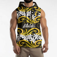 Personalised Cook Islands Aitutaki Sleeveless Hoodie Tiare Maori Polynesian Waves Tattoo LT14 - Polynesian Pride