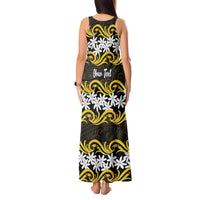 Personalised Cook Islands Aitutaki Tank Maxi Dress Tiare Maori Polynesian Waves Tattoo LT14 - Polynesian Pride
