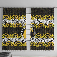 Personalised Cook Islands Aitutaki Window Curtain Tiare Maori Polynesian Waves Tattoo