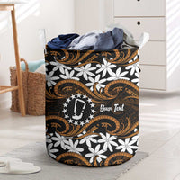 Personalised Cook Islands Rakahanga Laundry Basket Tiare Maori Polynesian Waves Tattoo