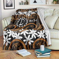 Personalised Cook Islands Rakahanga Blanket Tiare Maori Polynesian Waves Tattoo LT14 Orange - Polynesian Pride