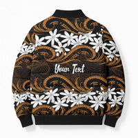 Personalised Cook Islands Rakahanga Bomber Puffer Jacket Tiare Maori Polynesian Waves Tattoo