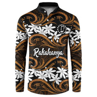 Personalised Cook Islands Rakahanga Button Sweatshirt Tiare Maori Polynesian Waves Tattoo