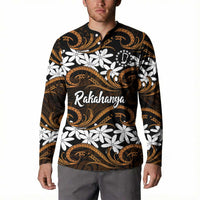 Personalised Cook Islands Rakahanga Button Sweatshirt Tiare Maori Polynesian Waves Tattoo