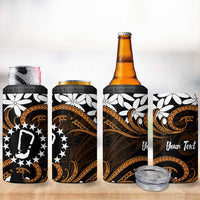 Personalised Cook Islands Rakahanga 4 in 1 Can Cooler Tumbler Tiare Maori Polynesian Waves Tattoo