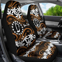Personalised Cook Islands Rakahanga Car Seat Cover Tiare Maori Polynesian Waves Tattoo LT14 - Polynesian Pride