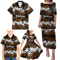 Personalised Cook Islands Rakahanga Family Matching Puletasi and Hawaiian Shirt Tiare Maori Polynesian Waves Tattoo