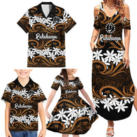 Personalised Cook Islands Rakahanga Family Matching Summer Maxi Dress and Hawaiian Shirt Tiare Maori Polynesian Waves Tattoo