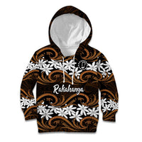 Personalised Cook Islands Rakahanga Kid Hoodie Tiare Maori Polynesian Waves Tattoo LT14 Hoodie Orange - Polynesian Pride