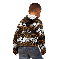 Personalised Cook Islands Rakahanga Kid Hoodie Tiare Maori Polynesian Waves Tattoo LT14 - Polynesian Pride