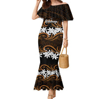 Personalised Cook Islands Rakahanga Mermaid Dress Tiare Maori Polynesian Waves Tattoo LT14 Women Orange - Polynesian Pride