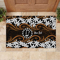 Personalised Cook Islands Rakahanga Rubber Doormat Tiare Maori Polynesian Waves Tattoo