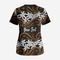 Personalised Cook Islands Rakahanga Scrub Top Tiare Maori Polynesian Waves Tattoo