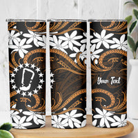Personalised Cook Islands Rakahanga Skinny Tumbler Tiare Maori Polynesian Waves Tattoo