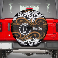 Personalised Cook Islands Rakahanga Spare Tire Cover Tiare Maori Polynesian Waves Tattoo