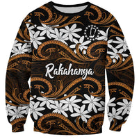 Personalised Cook Islands Rakahanga Sweatshirt Tiare Maori Polynesian Waves Tattoo LT14 Unisex Orange - Polynesian Pride