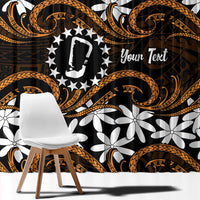 Personalised Cook Islands Rakahanga Window Curtain Tiare Maori Polynesian Waves Tattoo
