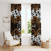 Personalised Cook Islands Rakahanga Window Curtain Tiare Maori Polynesian Waves Tattoo