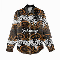 Personalised Cook Islands Rakahanga Women Casual Shirt Tiare Maori Polynesian Waves Tattoo