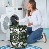 Personalised Cook Islands Palmerston Laundry Basket Tiare Maori Polynesian Waves Tattoo