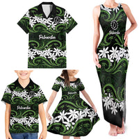 Personalised Cook Islands Palmerston Family Matching Tank Maxi Dress and Hawaiian Shirt Tiare Maori Polynesian Waves Tattoo