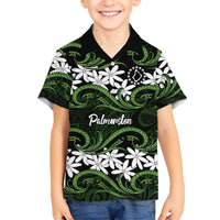 Personalised Cook Islands Palmerston Kid Hawaiian Shirt Tiare Maori Polynesian Waves Tattoo LT14 Kid Green - Polynesian Pride