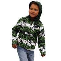 Personalised Cook Islands Palmerston Kid Hoodie Tiare Maori Polynesian Waves Tattoo LT14 - Polynesian Pride