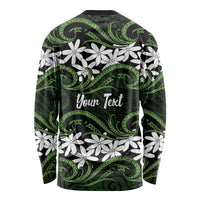 Personalised Cook Islands Palmerston Long Sleeve Shirt Tiare Maori Polynesian Waves Tattoo