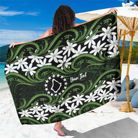 Personalised Cook Islands Palmerston Sarong Tiare Maori Polynesian Waves Tattoo LT14 One Size 44 x 66 inches Green - Polynesian Pride