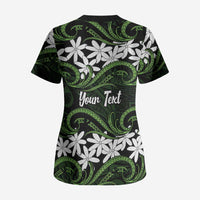 Personalised Cook Islands Palmerston Scrub Top Tiare Maori Polynesian Waves Tattoo LT14 - Polynesian Pride