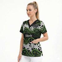 Personalised Cook Islands Palmerston Scrub Top Tiare Maori Polynesian Waves Tattoo LT14 - Polynesian Pride