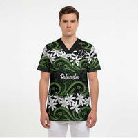 Personalised Cook Islands Palmerston Scrub Top Tiare Maori Polynesian Waves Tattoo LT14 - Polynesian Pride