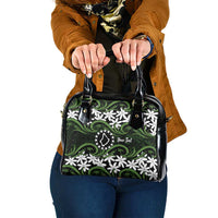 Personalised Cook Islands Palmerston Shoulder Handbag Tiare Maori Polynesian Waves Tattoo LT14 One Size Green - Polynesian Pride