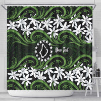 Personalised Cook Islands Palmerston Shower Curtain Tiare Maori Polynesian Waves Tattoo