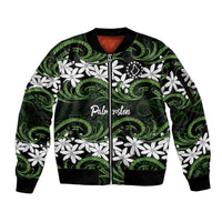 Personalised Cook Islands Palmerston Sleeve Zip Bomber Jacket Tiare Maori Polynesian Waves Tattoo