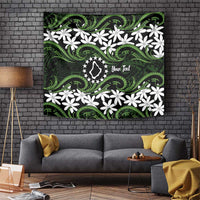 Personalised Cook Islands Palmerston Tapestry Tiare Maori Polynesian Waves Tattoo LT14 Green - Polynesian Pride