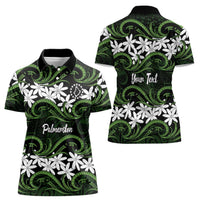 Personalised Cook Islands Palmerston Women Polo Shirt Tiare Maori Polynesian Waves Tattoo