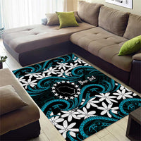 Personalised Cook Islands Penrhyn Atoll Area Rug Tiare Maori Polynesian Waves Tattoo