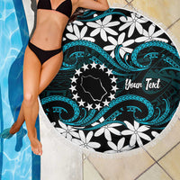 Personalised Cook Islands Penrhyn Atoll Beach Blanket Tiare Maori Polynesian Waves Tattoo