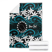 Personalised Cook Islands Penrhyn Atoll Blanket Tiare Maori Polynesian Waves Tattoo