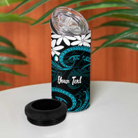 Personalised Cook Islands Penrhyn Atoll 4 in 1 Can Cooler Tumbler Tiare Maori Polynesian Waves Tattoo