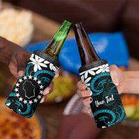 Personalised Cook Islands Penrhyn Atoll 4 in 1 Can Cooler Tumbler Tiare Maori Polynesian Waves Tattoo