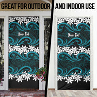 Personalised Cook Islands Penrhyn Atoll Door Cover Tiare Maori Polynesian Waves Tattoo LT14 - Polynesian Pride