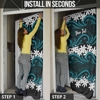 Personalised Cook Islands Penrhyn Atoll Door Cover Tiare Maori Polynesian Waves Tattoo LT14 - Polynesian Pride