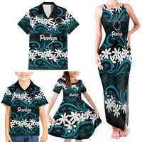 Personalised Cook Islands Penrhyn Atoll Family Matching Tank Maxi Dress and Hawaiian Shirt Tiare Maori Polynesian Waves Tattoo LT14 - Polynesian Pride