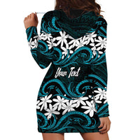 Personalised Cook Islands Penrhyn Atoll Hoodie Dress Tiare Maori Polynesian Waves Tattoo