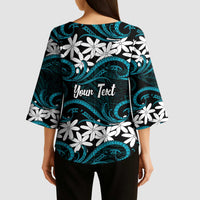 Personalised Cook Islands Penrhyn Atoll Kimono Sleeve Blouse Tiare Maori Polynesian Waves Tattoo LT14 - Polynesian Pride
