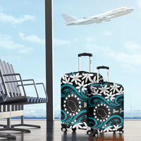 Personalised Cook Islands Penrhyn Atoll Luggage Cover Tiare Maori Polynesian Waves Tattoo LT14 - Polynesian Pride