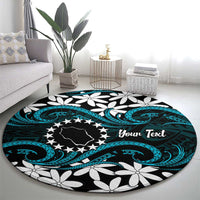 Personalised Cook Islands Penrhyn Atoll Round Carpet Tiare Maori Polynesian Waves Tattoo